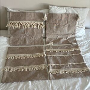 Topfinel-Tan Couch Throw Pillows Covers Set of 4, Square 18x18 Inches NWT